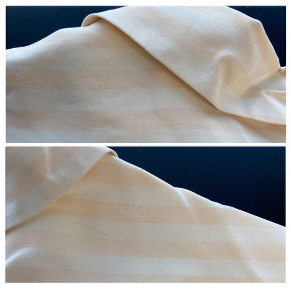 Y2K Silk Oversized Butter Yellow Vertical Stripe Button Up Shirt - Women's 12 - Picture 3 of 5